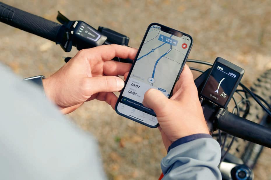 Tour planning using komoot with the Bosch Kiox 300 ebike display